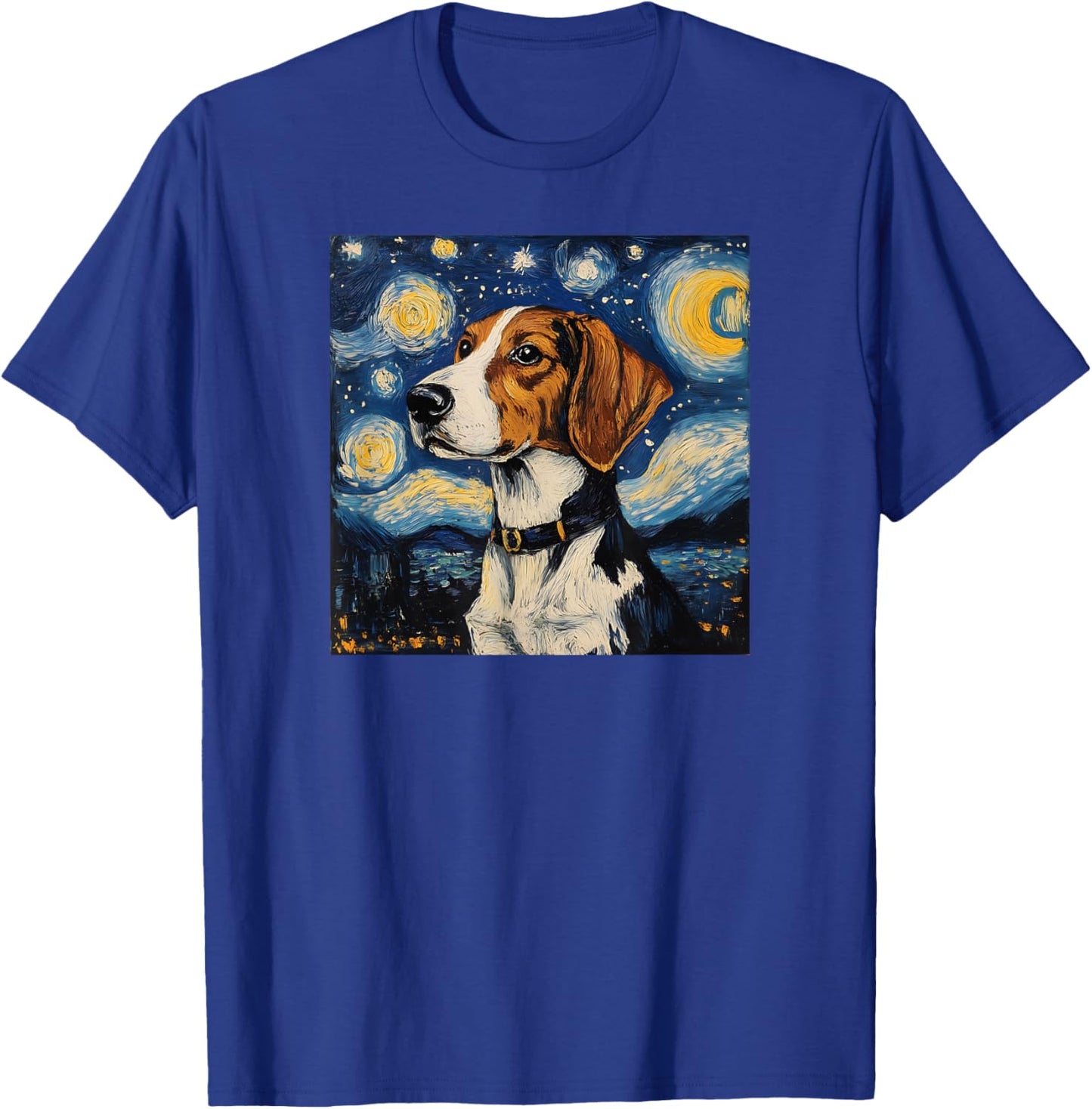 Cute American Foxhound Starry Night Dog Art T-Shirt - T-Shirt | Royal