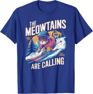 The meowtains are calling Cat Snowboard Ski Men Women Kids T-Shirt - T-Shirt | Royal