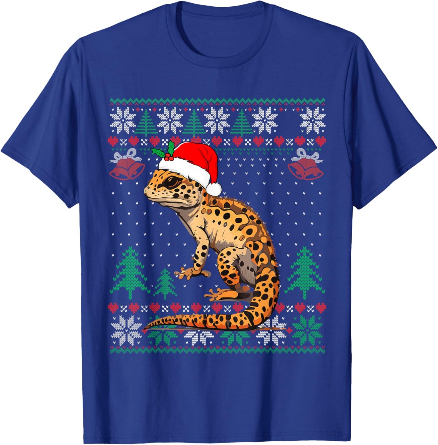 Ugly Christmas Pajama Sweater Leopard Gecko Animals Lover T-Shirt - T-Shirt | Royal