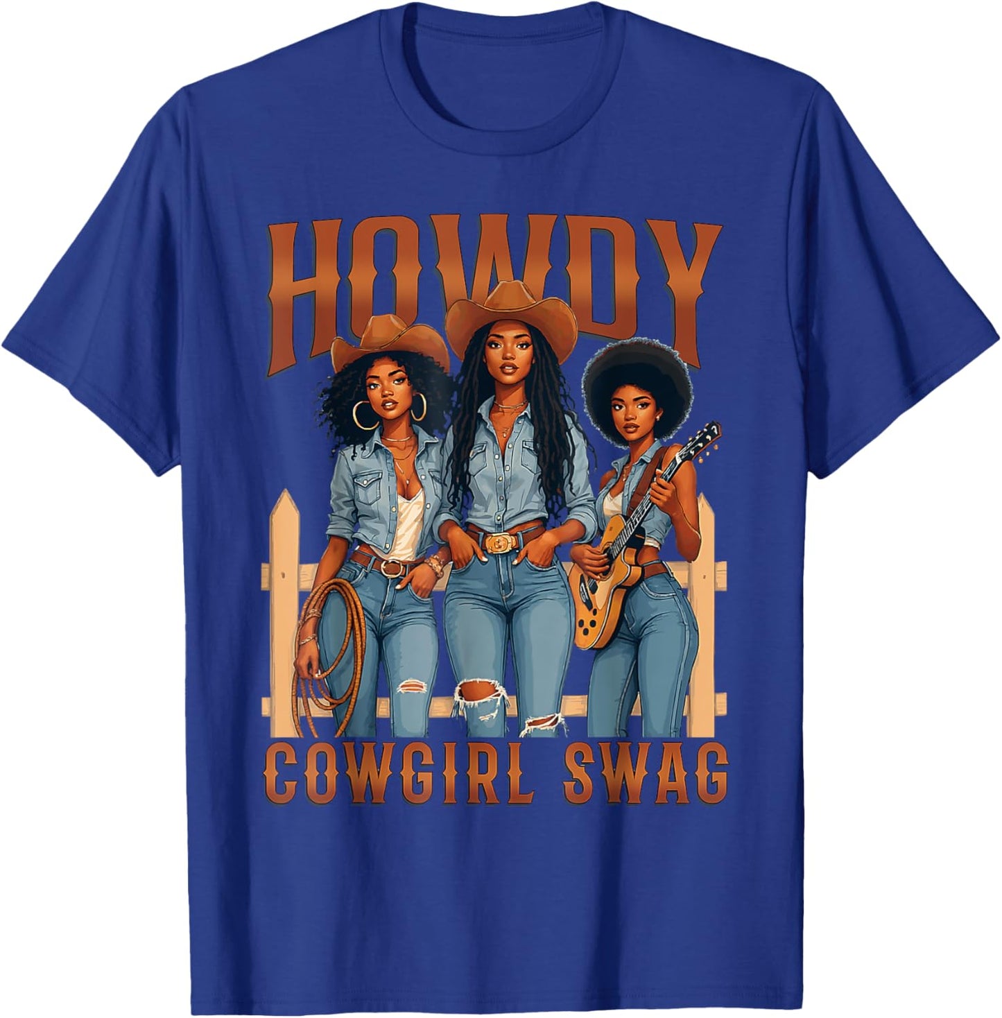 Howdy Retro Western Melanin Black Cowgirl African Women T-Shirt - T-Shirt | Royal