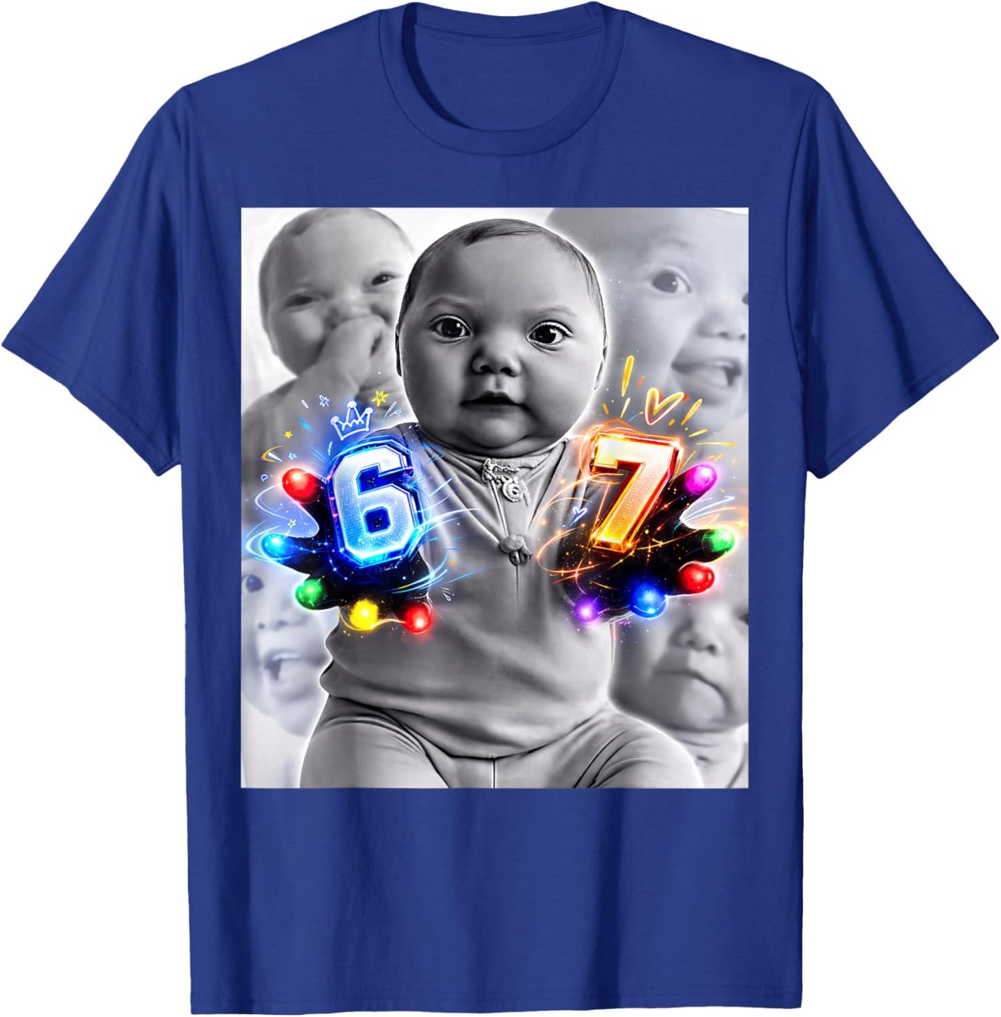 Baby 67 Six Seven Hand Funny Ai Baby Meme T-Shirt - T-Shirt | Royal