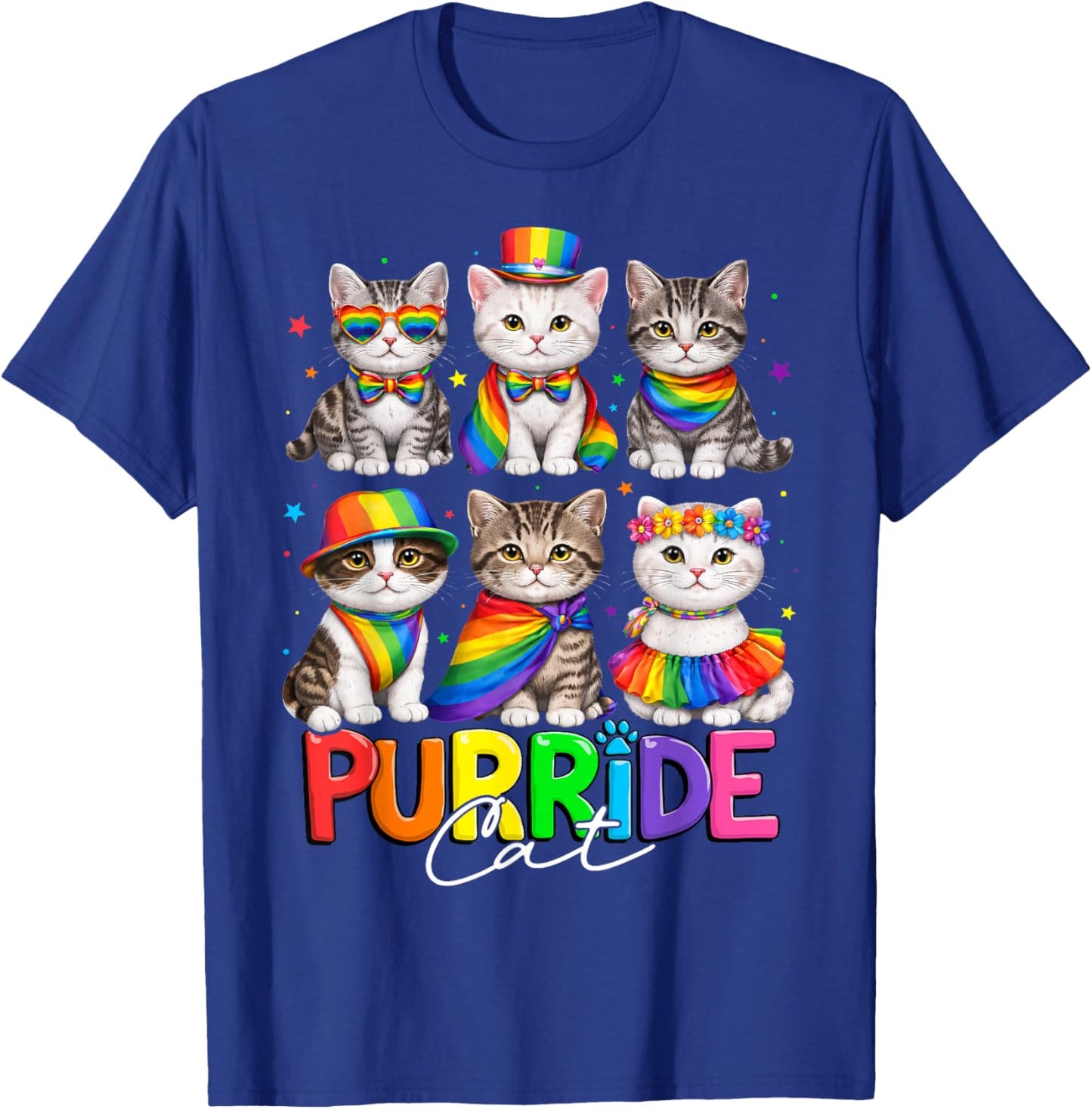 Purride Cat Animal Lovers Women Kids Pride Month T-Shirt - T-Shirt | Royal
