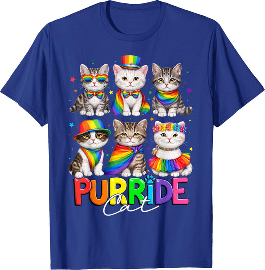 Purride Cat Animal Lovers Women Kids Pride Month T-Shirt - T-Shirt | Royal