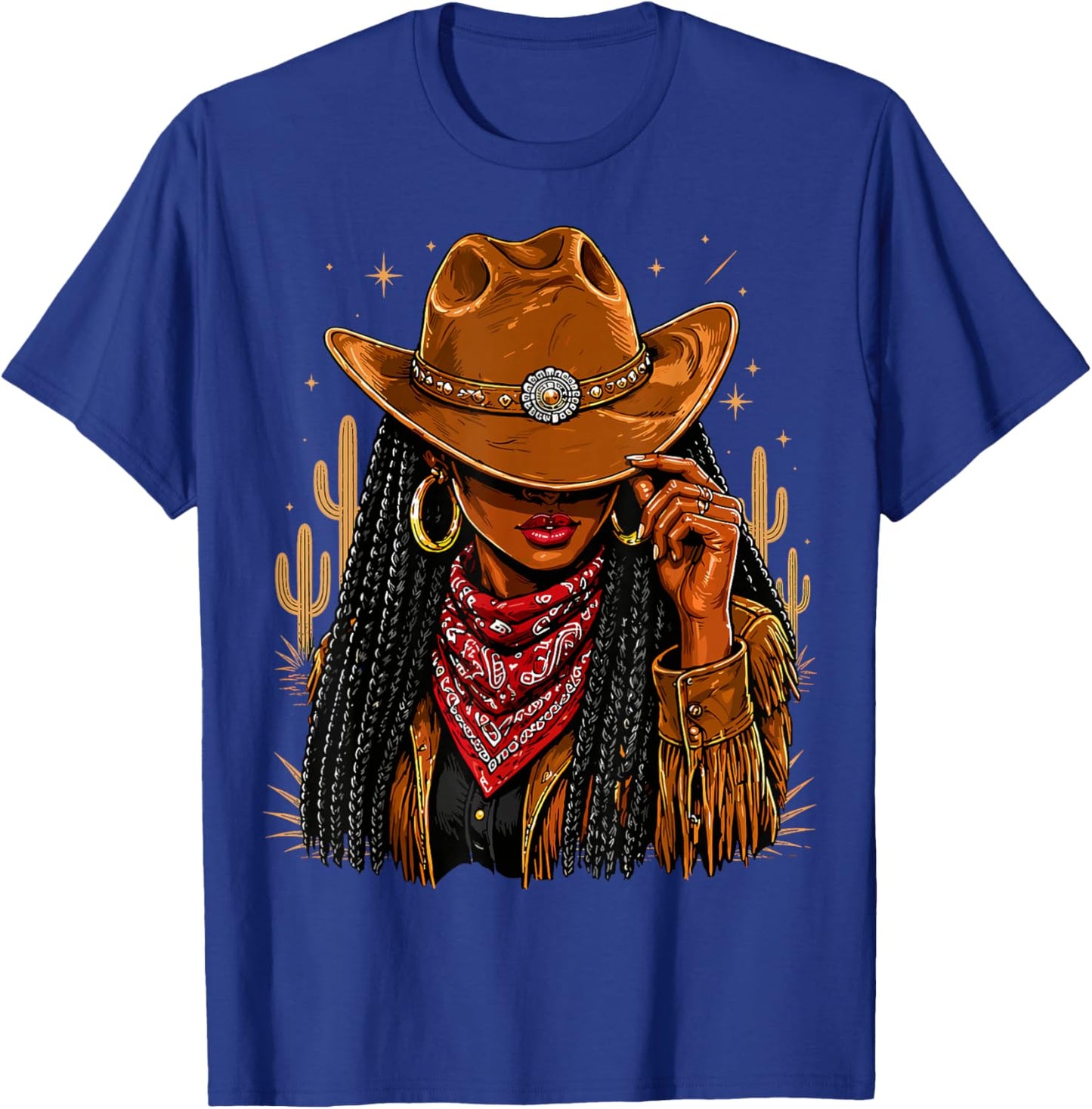 Cowgirl Afro Western Country Rodeo Melanin T-Shirt - T-Shirt | Royal