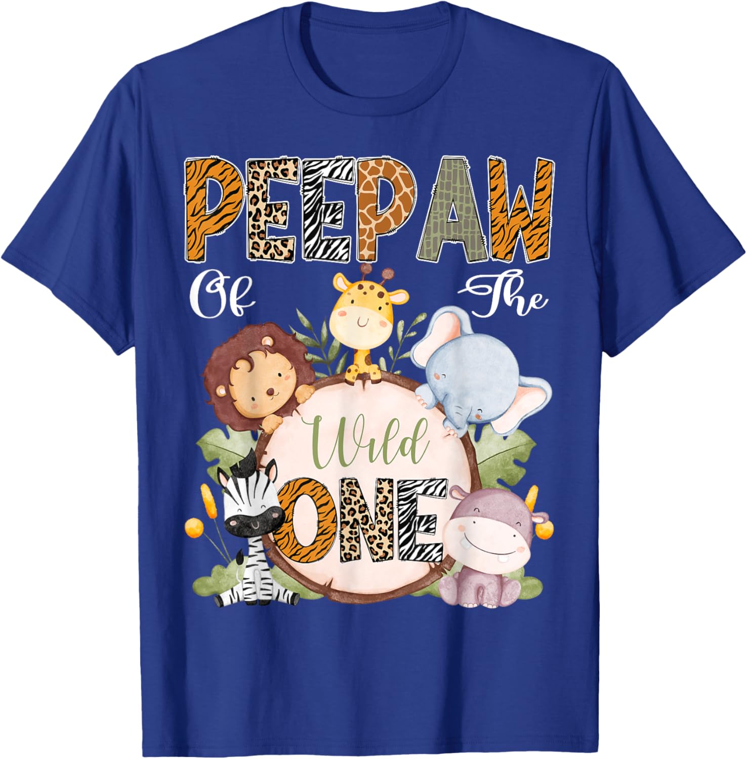 Peepaw Of The Wild One 1St Birthday Safari Woodland T-Shirt - T-Shirt | Royal