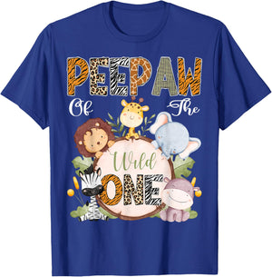 Peepaw Of The Wild One 1St Birthday Safari Woodland T-Shirt - T-Shirt | Royal