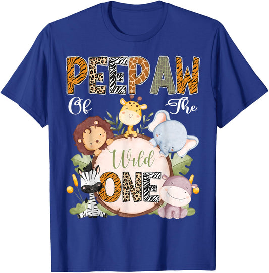 Peepaw Of The Wild One 1St Birthday Safari Woodland T-Shirt - T-Shirt | Royal