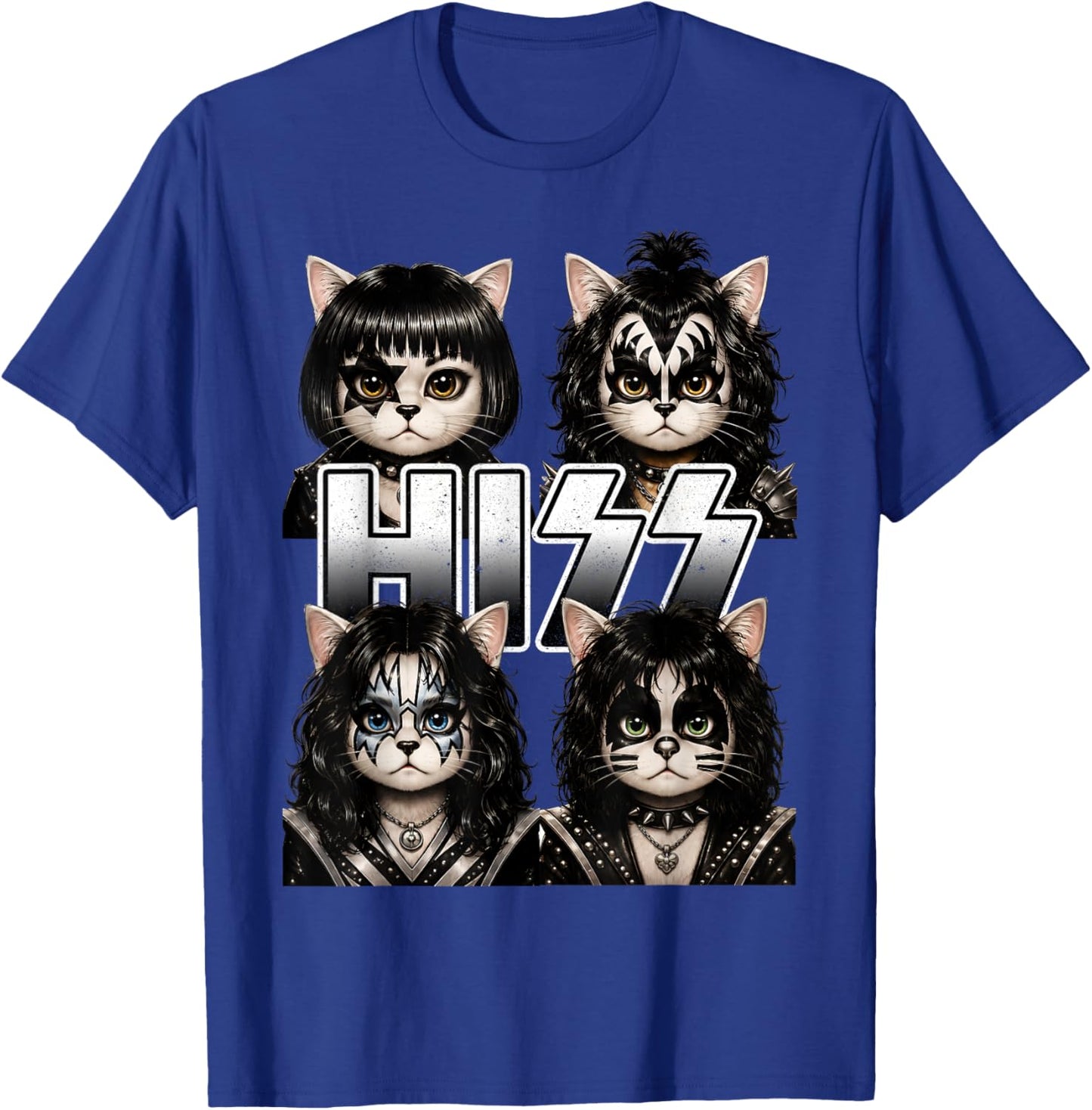 Hiss Cat Kittens Lovers Rock Rockin Birthday Gifts Men Women T-Shirt - T-Shirt | Royal
