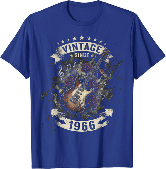 Gitarre zum 60. Geburtstag, Vintage-Stil, seit 1966, 60 Jahre alt T-Shirt - T-Shirt | Royal