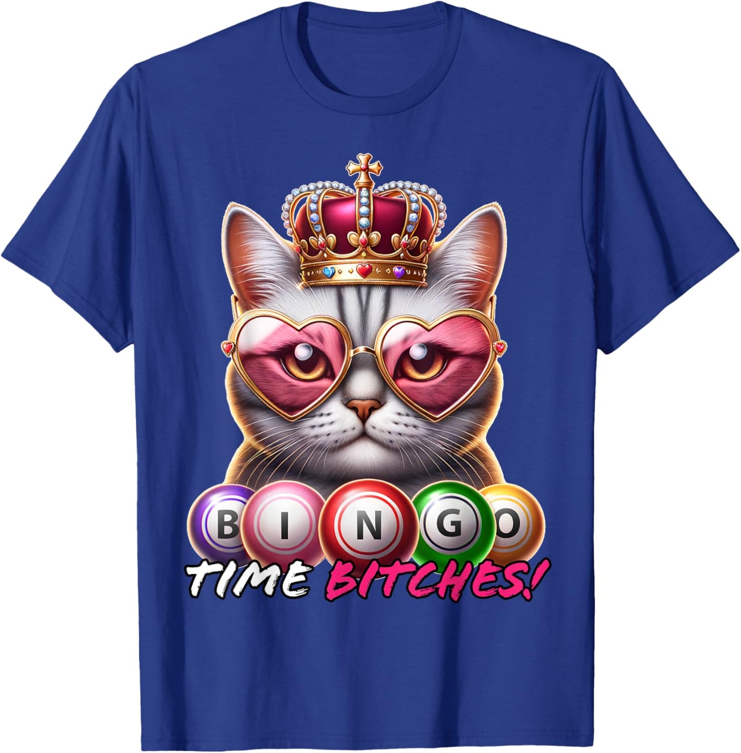 Funny Bingo Gifts Men Bingo Time Bitches Black Cartoon Graphic Modern T-Shirt - T-Shirt | Royal
