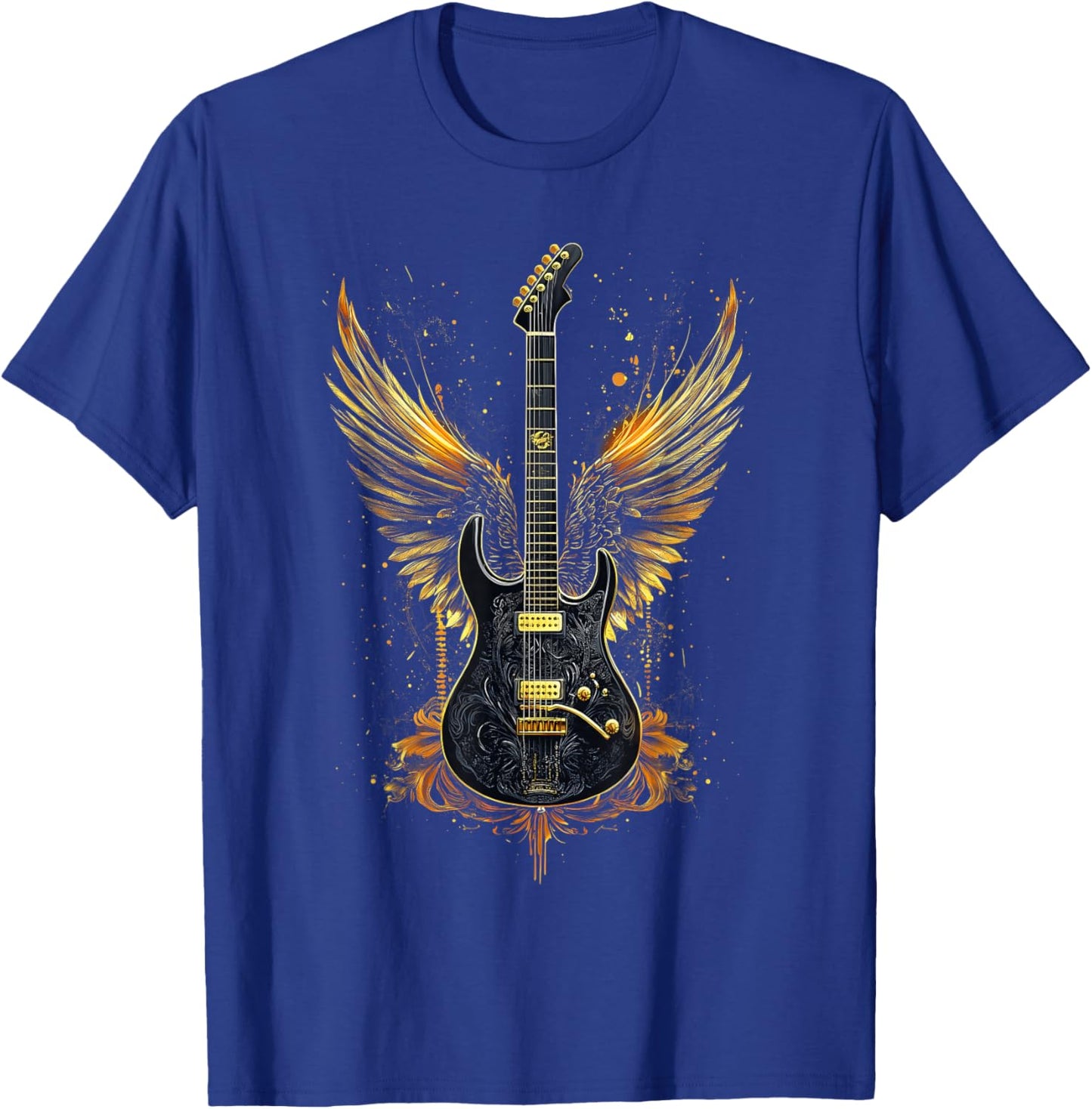 Rock & Roll Guitar With Wings Vintage Retro 80S Music T-Shirt - T-Shirt | Royal