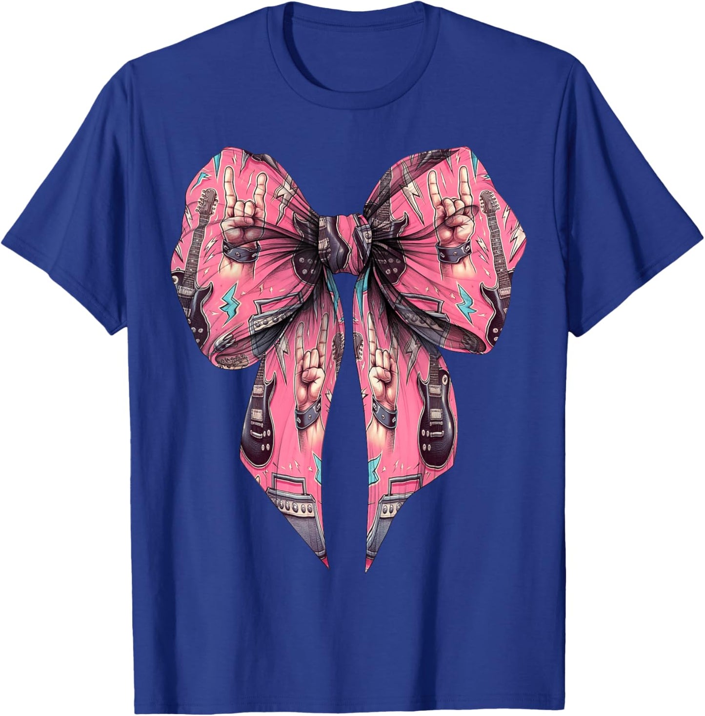 Coquette Bow Heavy Metal Rock Music Rock n Roll Pattern Girl T-Shirt - T-Shirt | Royal