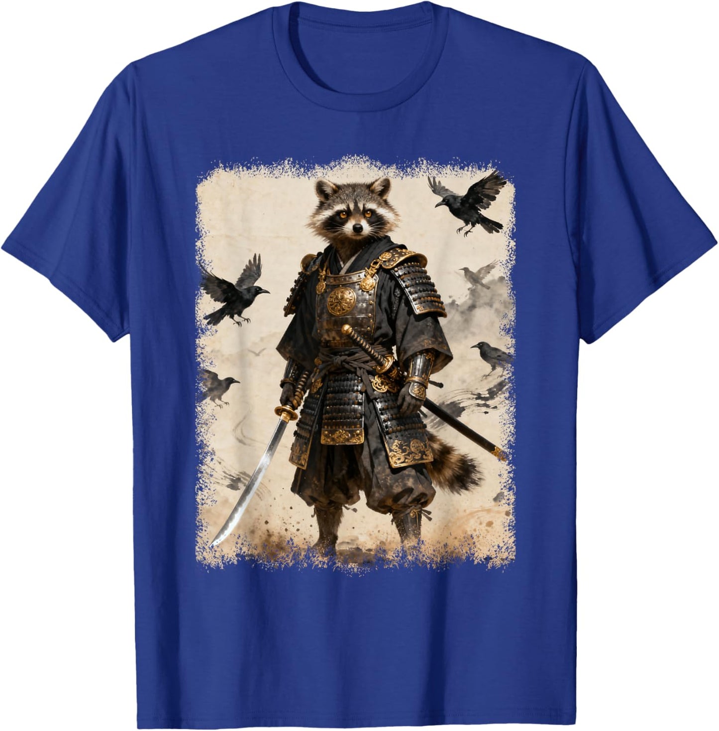 Samurai Raccoon, Anime Graphic , Japanese Warrior T-Shirt - T-Shirt | Royal