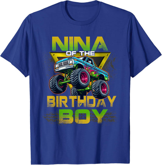 Nina of The Birthday Boy Monster Truck Birthday Family T-Shirt - T-Shirt | Royal