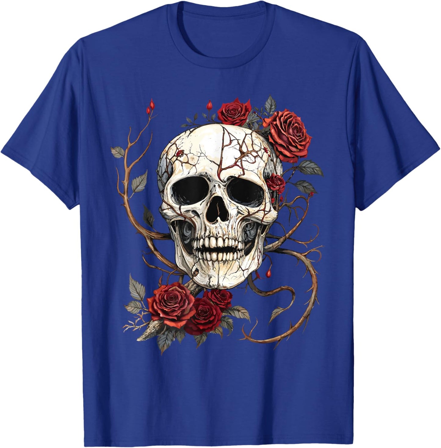 Tête de Mort Roses Rouges Baroque Gothique Vintage Tattoo T-Shirt - T-Shirt | Royal