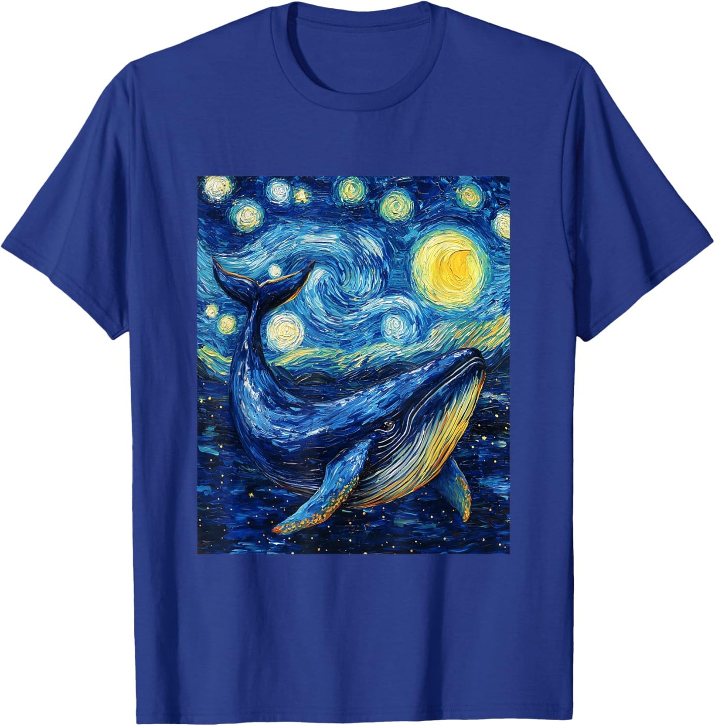 Whale - Van Gogh Style - Starry Night Graphic T-Shirt - T-Shirt | Royal