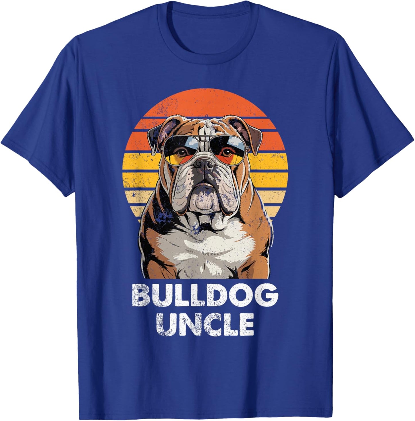 Cool Retro Bulldog Uncle Funny Vintage Dog Owner T-Shirt - T-Shirt | Royal