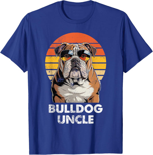 Cool Retro Bulldog Uncle Funny Vintage Dog Owner T-Shirt - T-Shirt | Royal