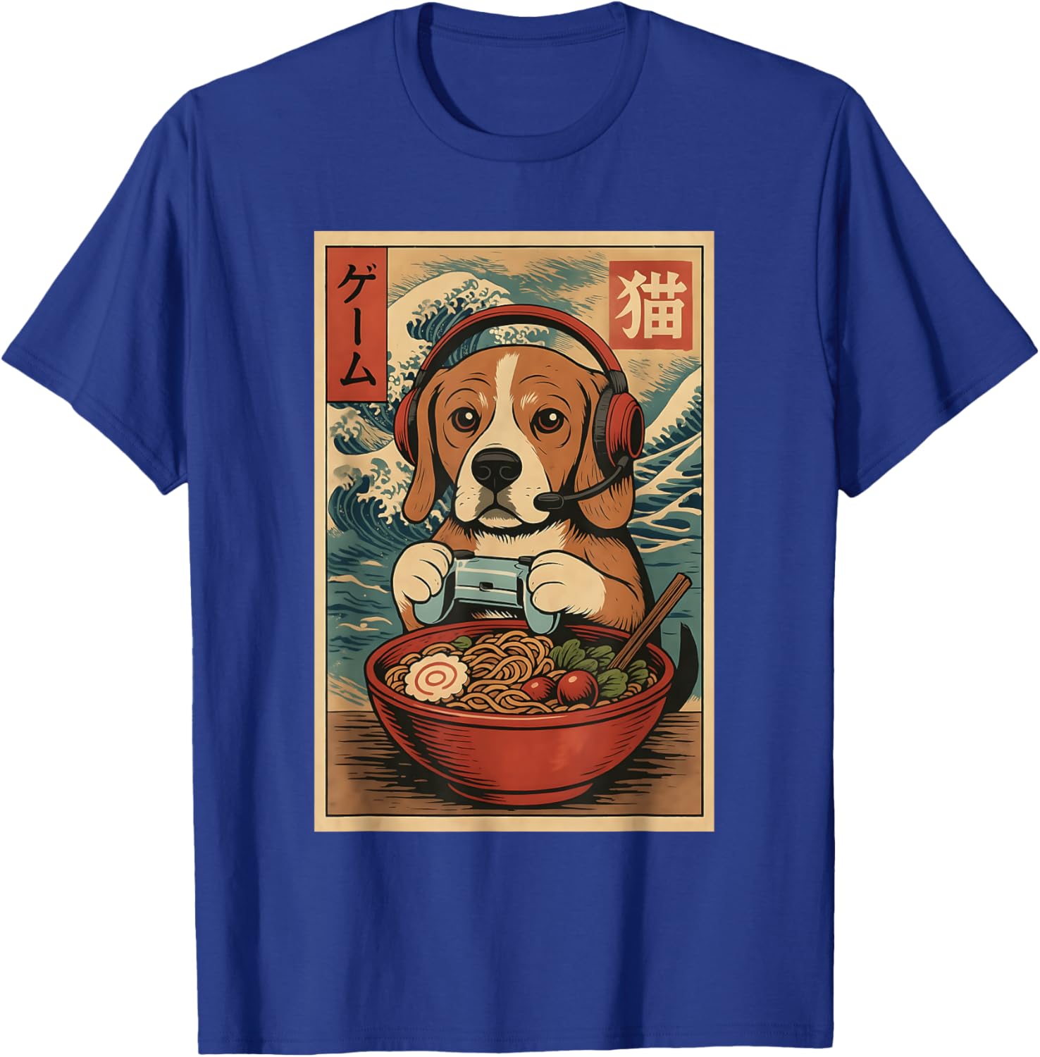 Cute Kawaii Gamer Dog Funny Ramen Retro Game Japanese T-Shirt - T-Shirt | Royal