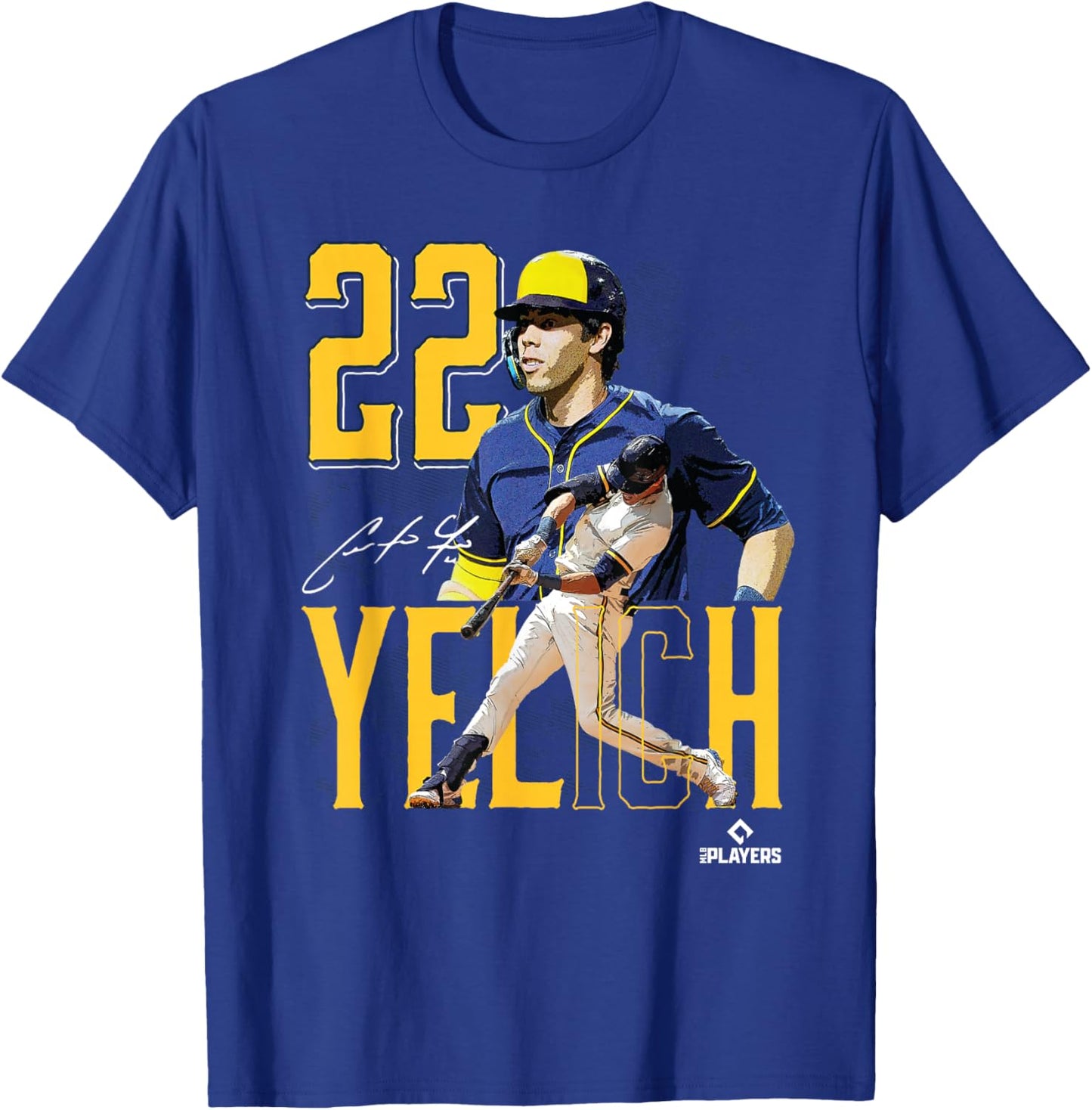 Christian Yelich | Milwaukee baseball | Players | MLBYCN3003 T-Shirt - T-Shirt | Royal