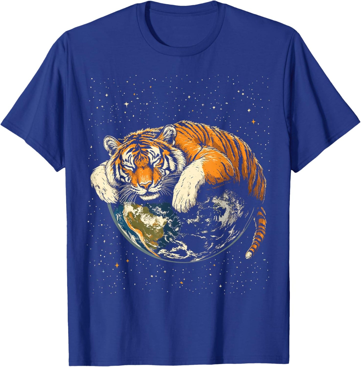 Funny Lazy Tiger In Space T-Shirt - T-Shirt | Royal
