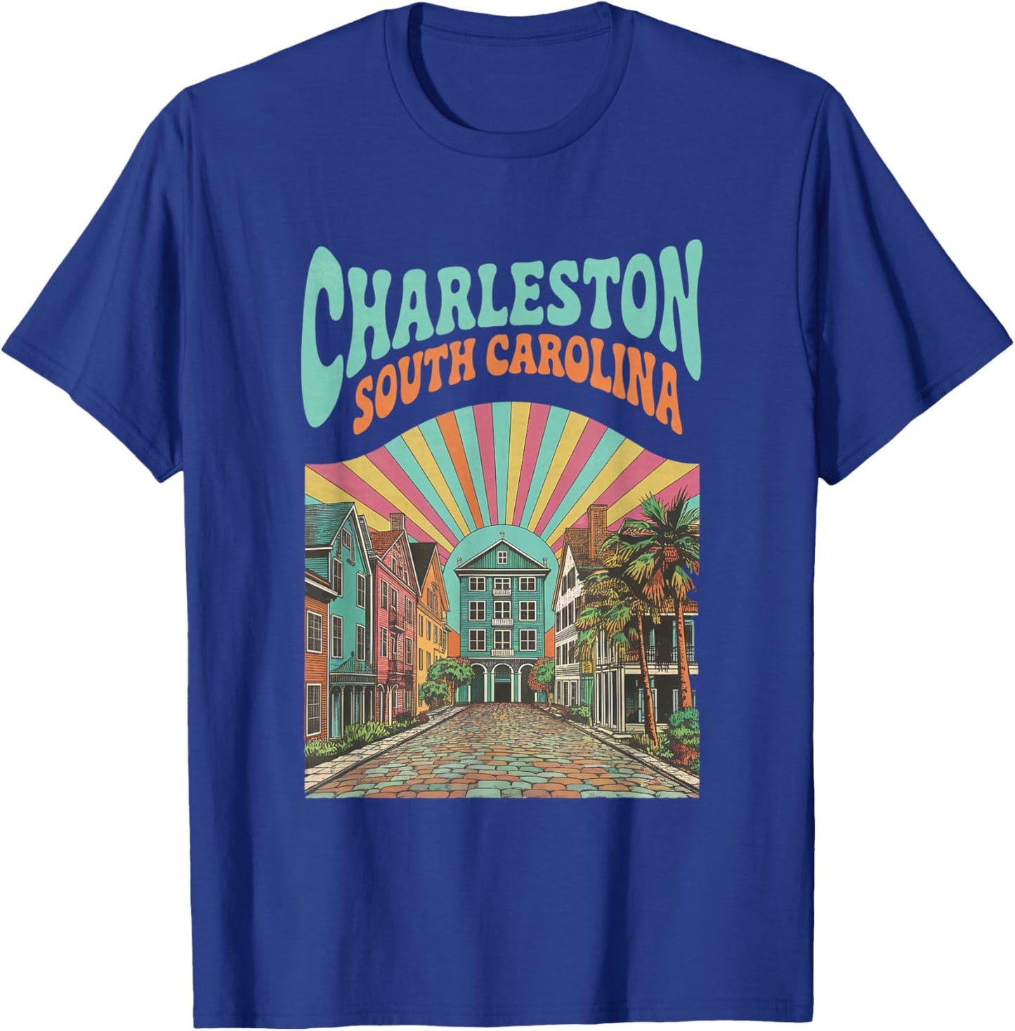 Retro Charleston South Carolina Sunset Coastal Vintage T-Shirt - T-Shirt | Royal
