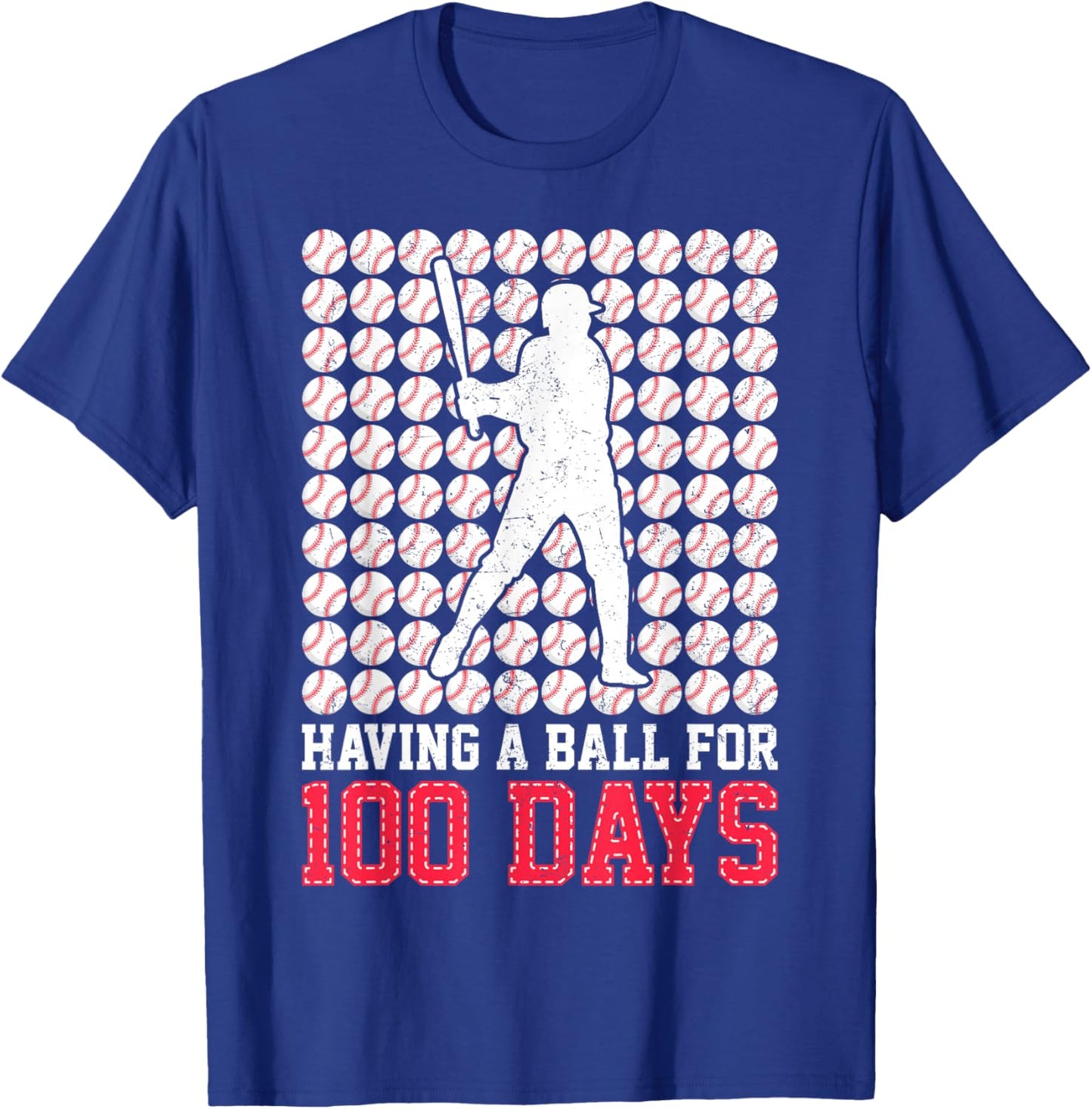 100 Days Of School Baseball 100th Day Balls For Boys Players T-Shirt - T-Shirt | Royal
