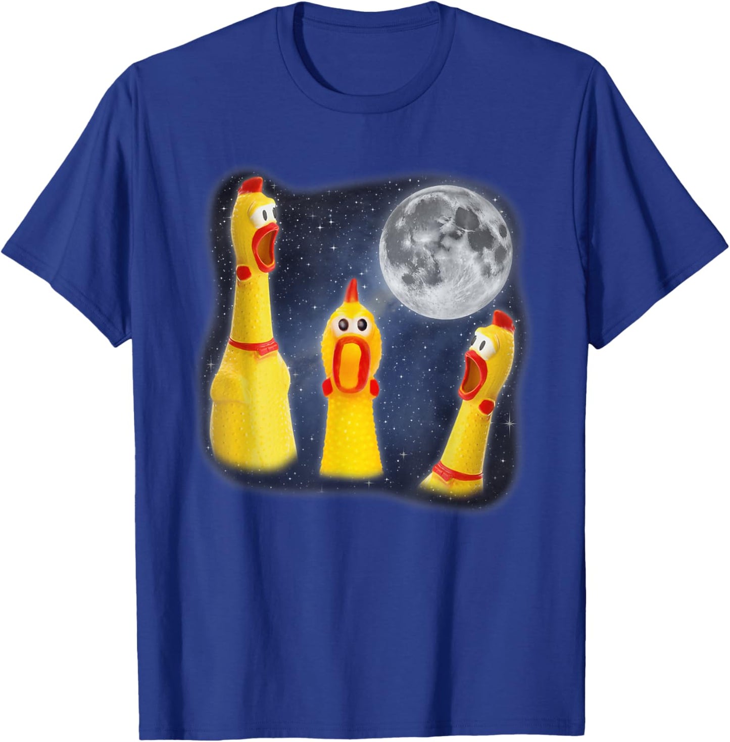 Rubber Chicken Toy Moon 3 Howling At Moon Funny Weird Cursed T-Shirt - T-Shirt | Royal