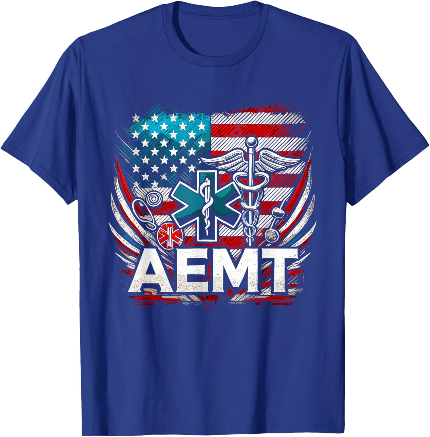 AEMT USA Flag Patriotic Medical Medical Technician T-Shirt - T-Shirt | Royal