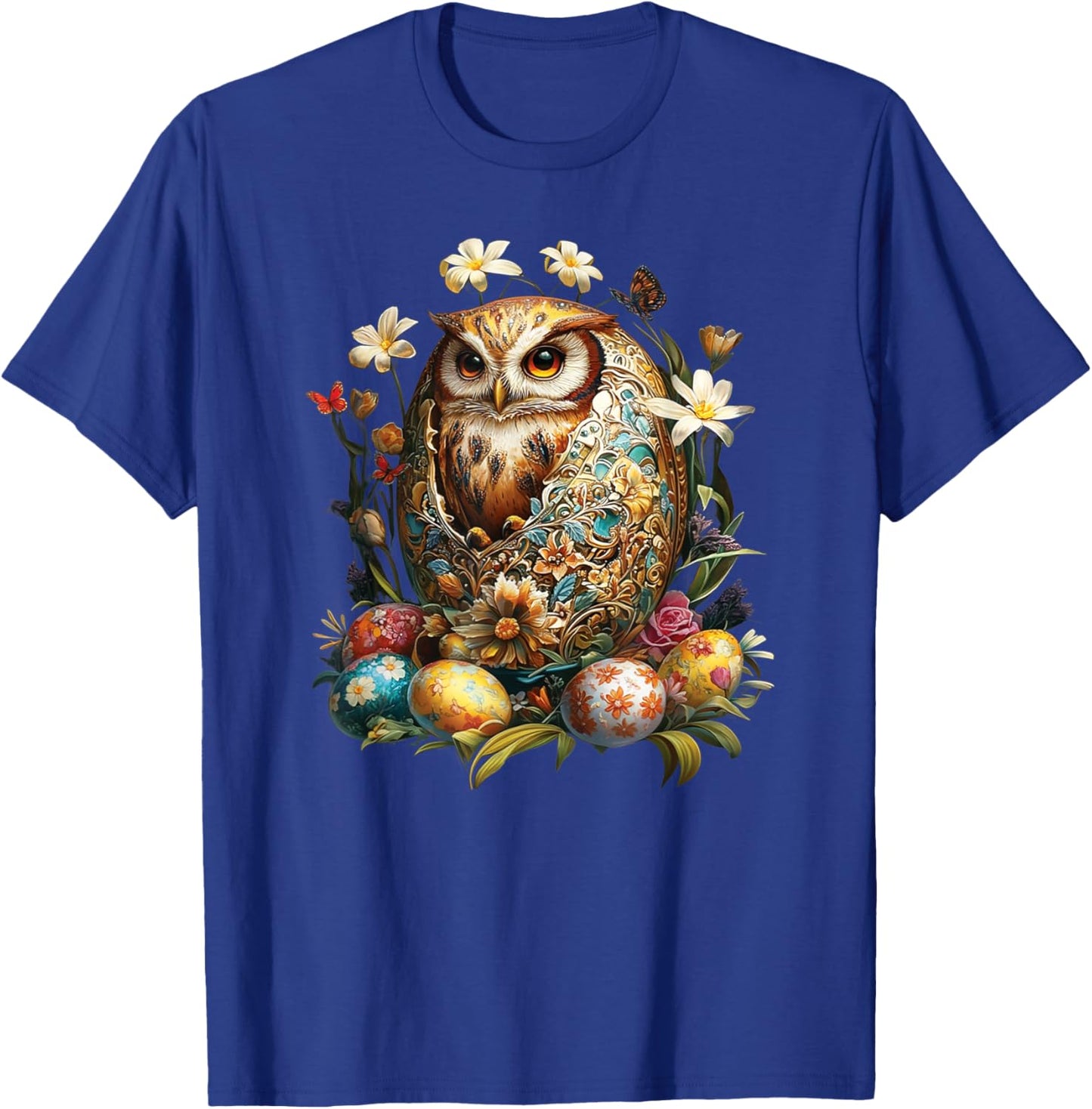Easter Eggs - An Owl From An Easter Egg, Happy Easter Day T-Shirt - T-Shirt | Royal
