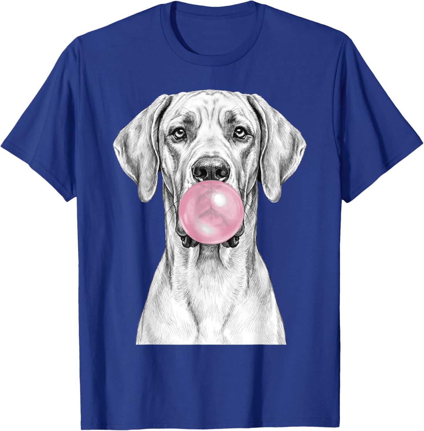 Great Dane Dog Blowing Bubble Gum Sketch T-Shirt - T-Shirt | Royal