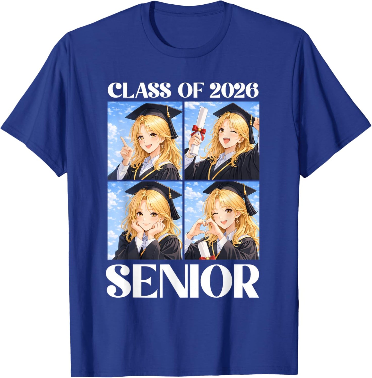 Anime Girl Class of 2026 Senior Graduate T-Shirt - T-Shirt | Royal
