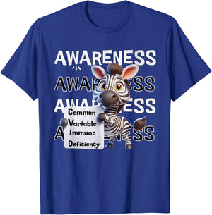 Common variable immunodeficiency CVID awareness zebra T-Shirt - T-Shirt | Royal