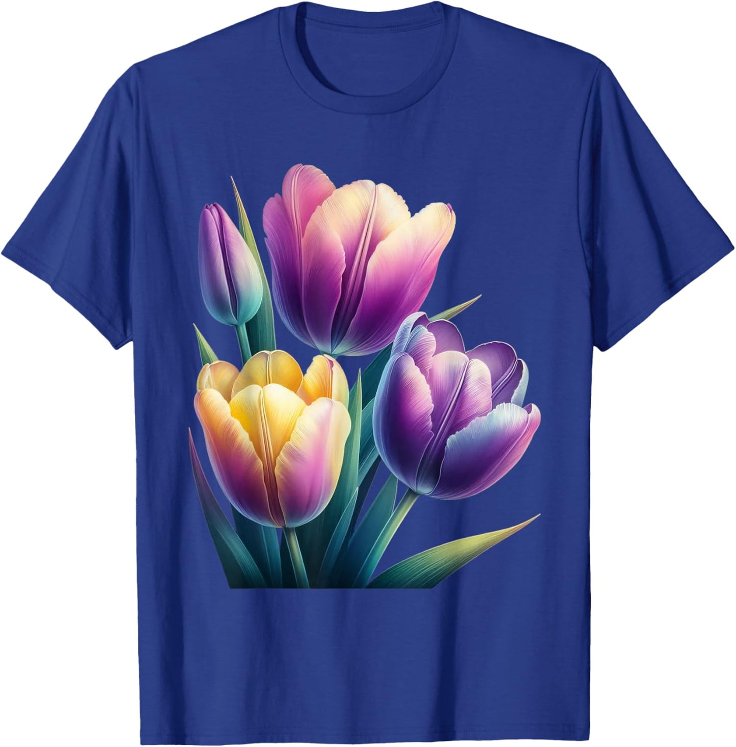 Beautiful Tulips Purple Yellow Botanical Gardening T-Shirt - T-Shirt | Royal