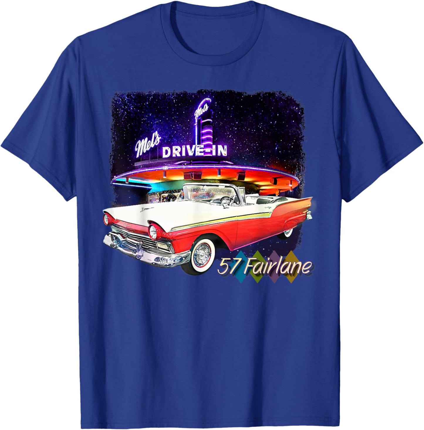 1957 57 Fairlane, Classic Car Art T-Shirt - T-Shirt | Royal