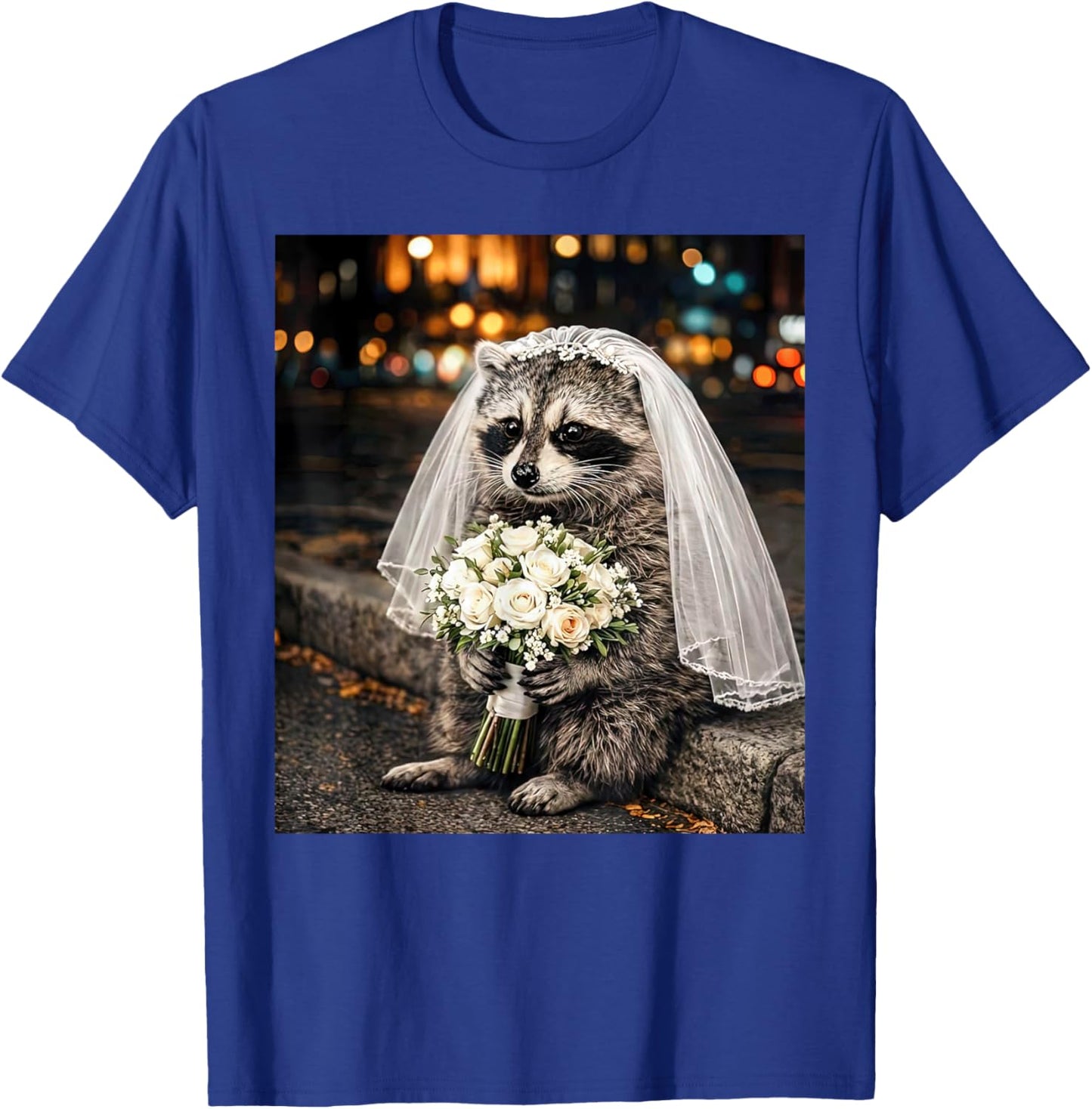 Feral Raccoon Bride Engaged Funny Bachelorette Selfie Meme T-Shirt - T-Shirt | Royal