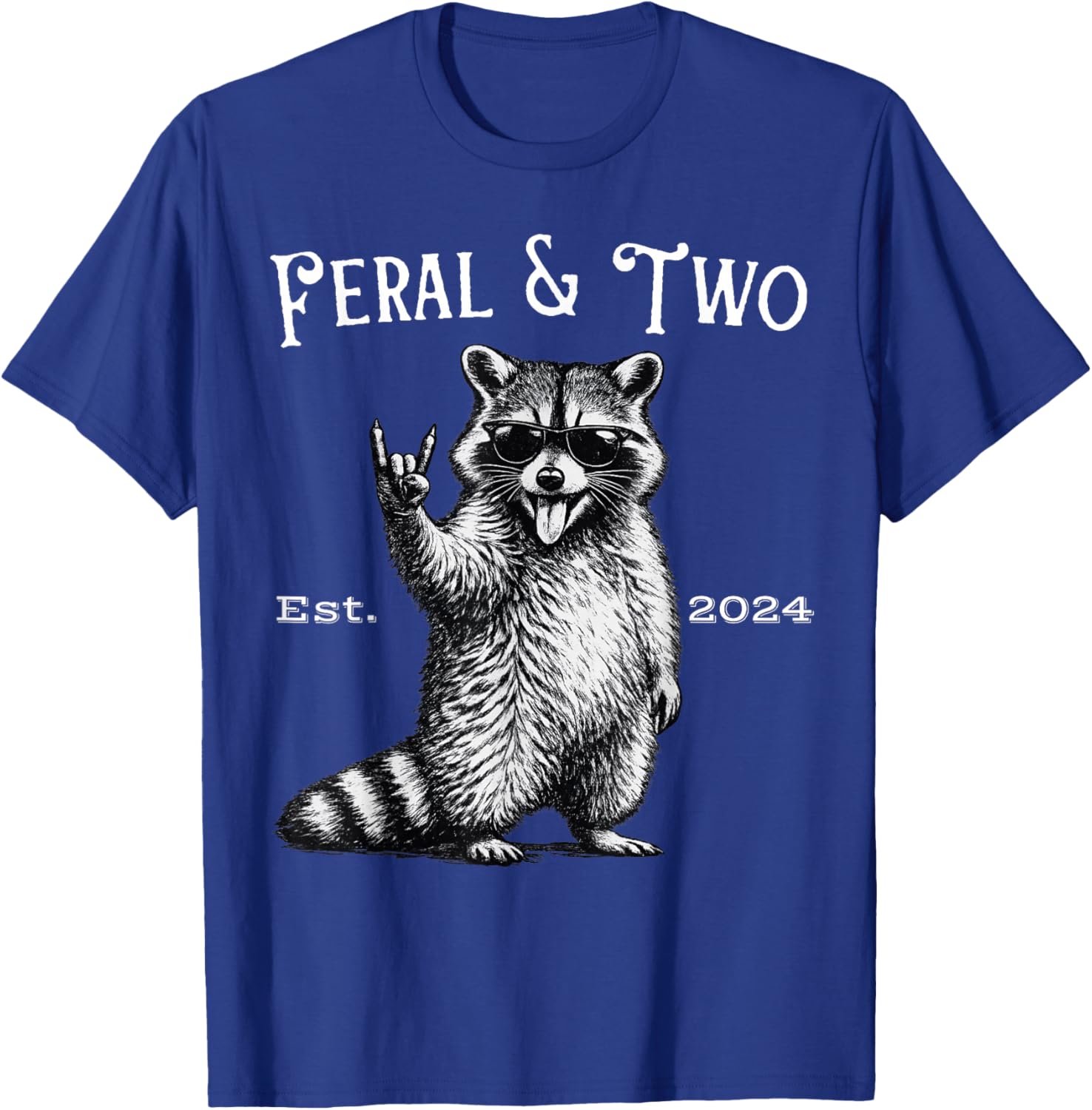 Feral and Two Funny Raccoon 2nd Birthday T-Shirt - T-Shirt | Royal