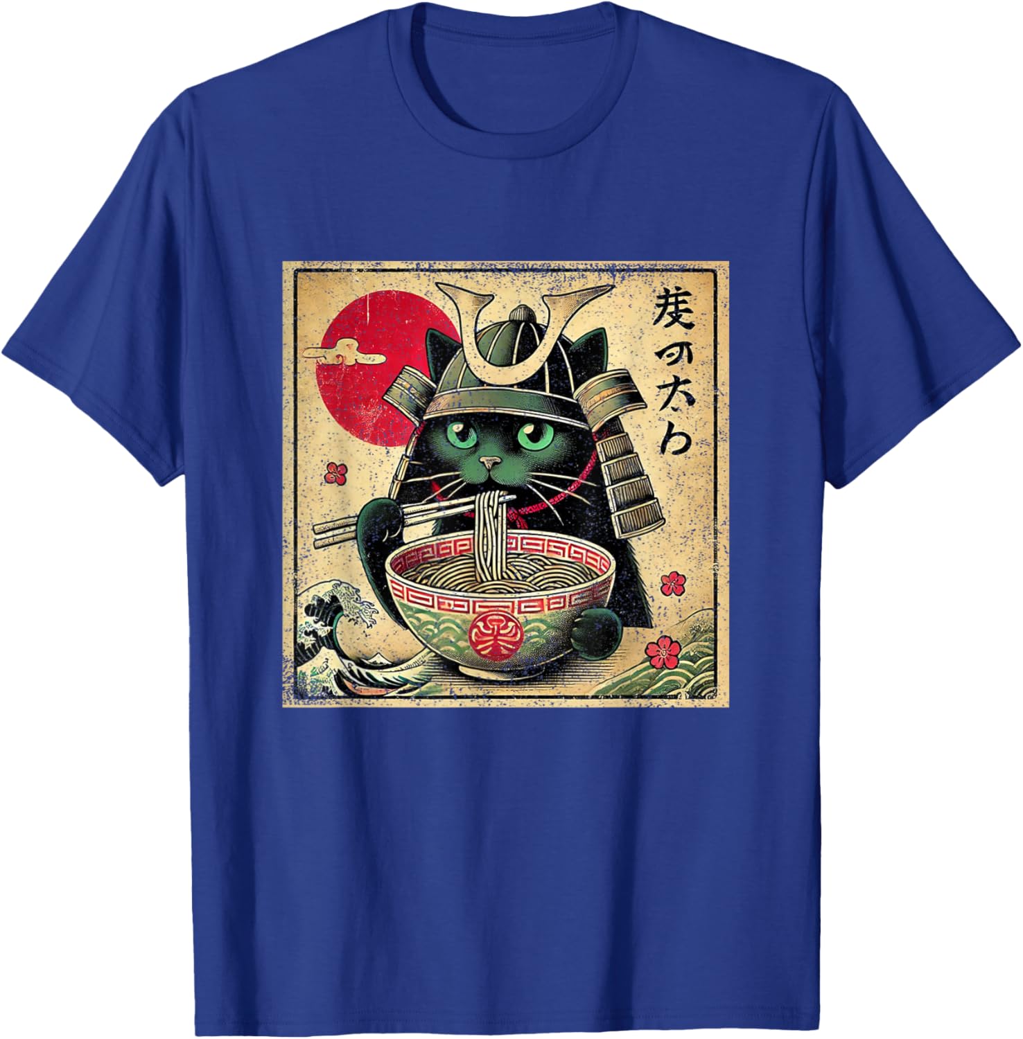Cat Ramen Japanese Funny Samurai Kawaii Cat Anime Girls Boys T-Shirt - T-Shirt | Royal
