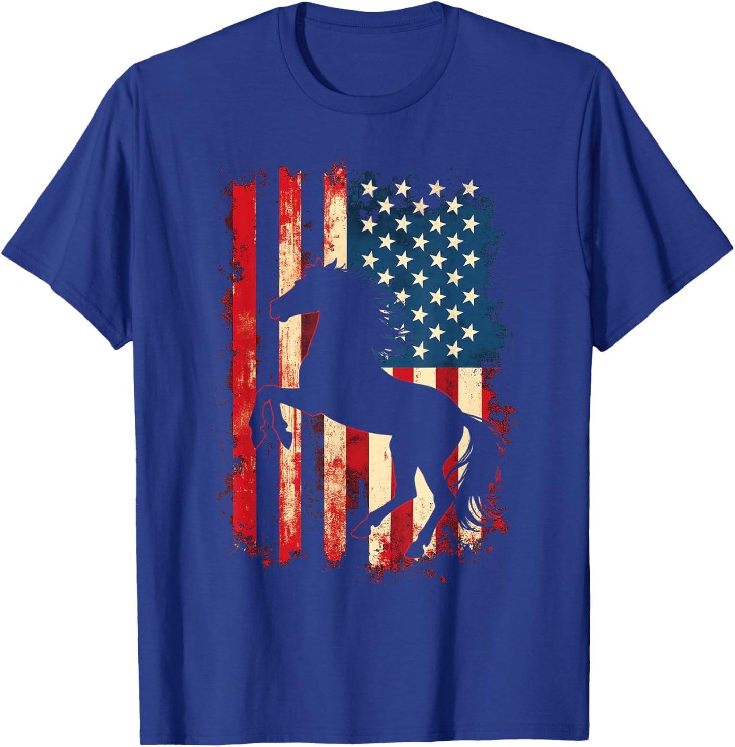 Patriotic Horse Silhouette T-Shirt - T-Shirt | Royal