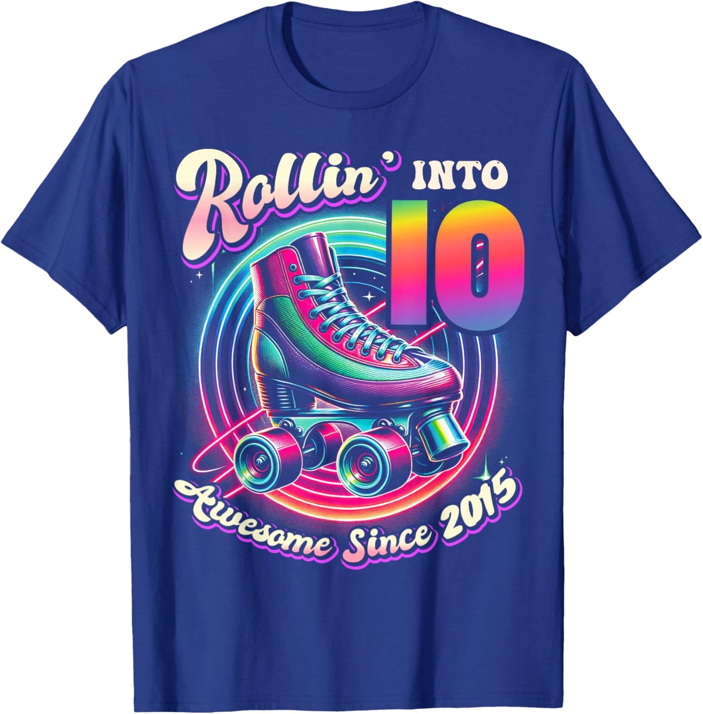 Birthday Roller Skating 10th Girl Rollin into 10 Skate Party T-Shirt - T-Shirt | Royal