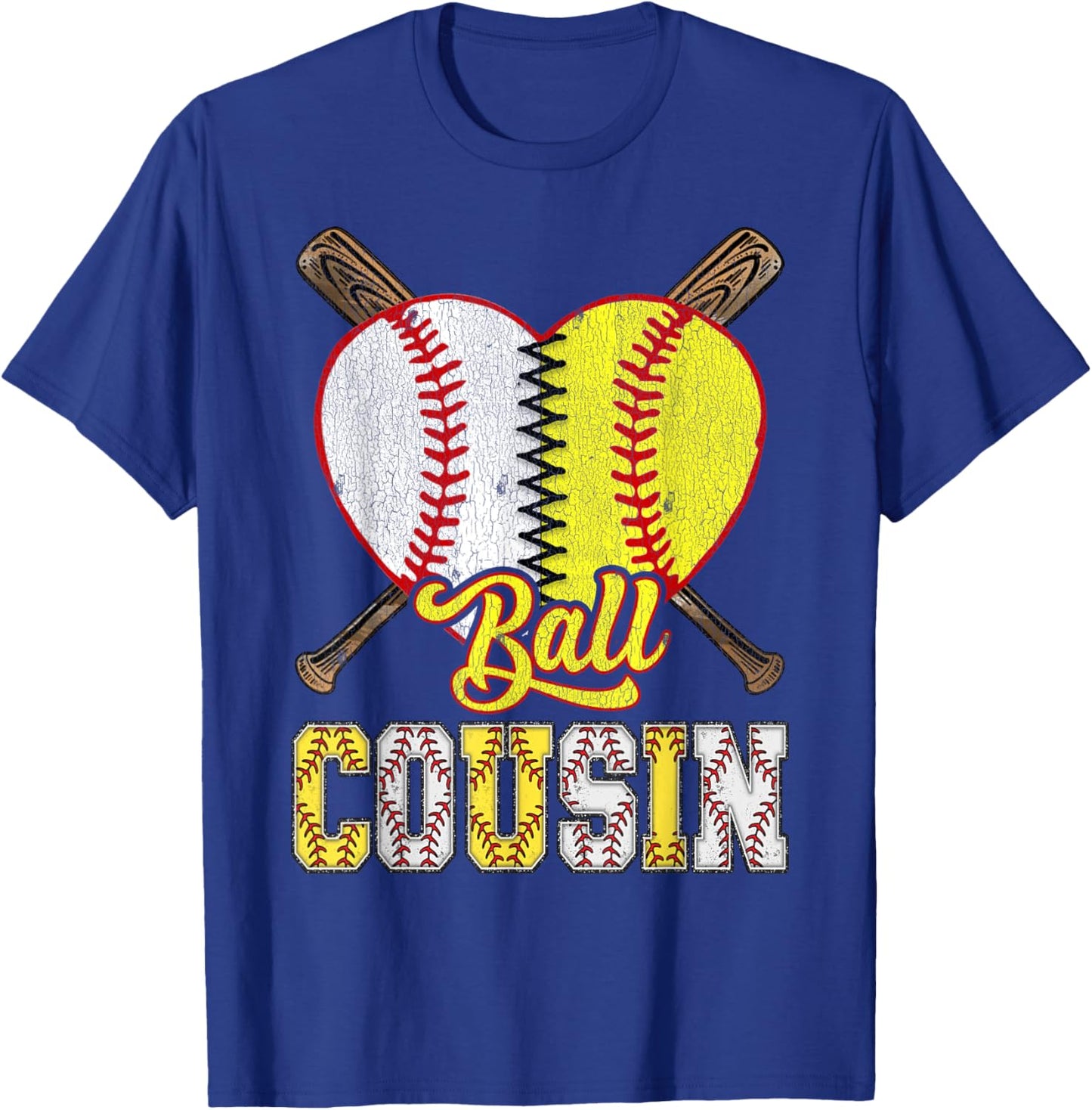 Cousin Of Both Ball Cousin Half Baseball Softball T-Shirt - T-Shirt | Royal