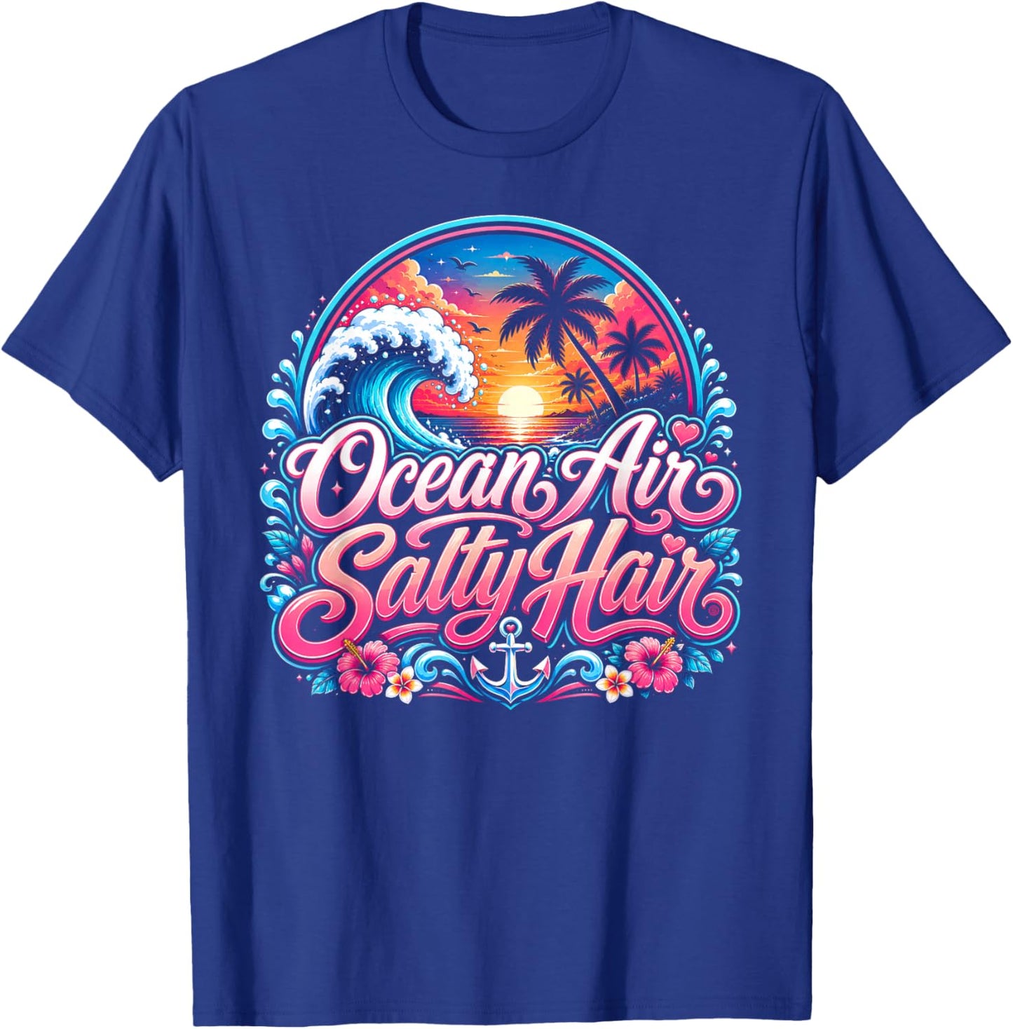 Ocean Air Salty Hair Beach Vacation Summer Design Brand: T-Shirt - T-Shirt | Royal