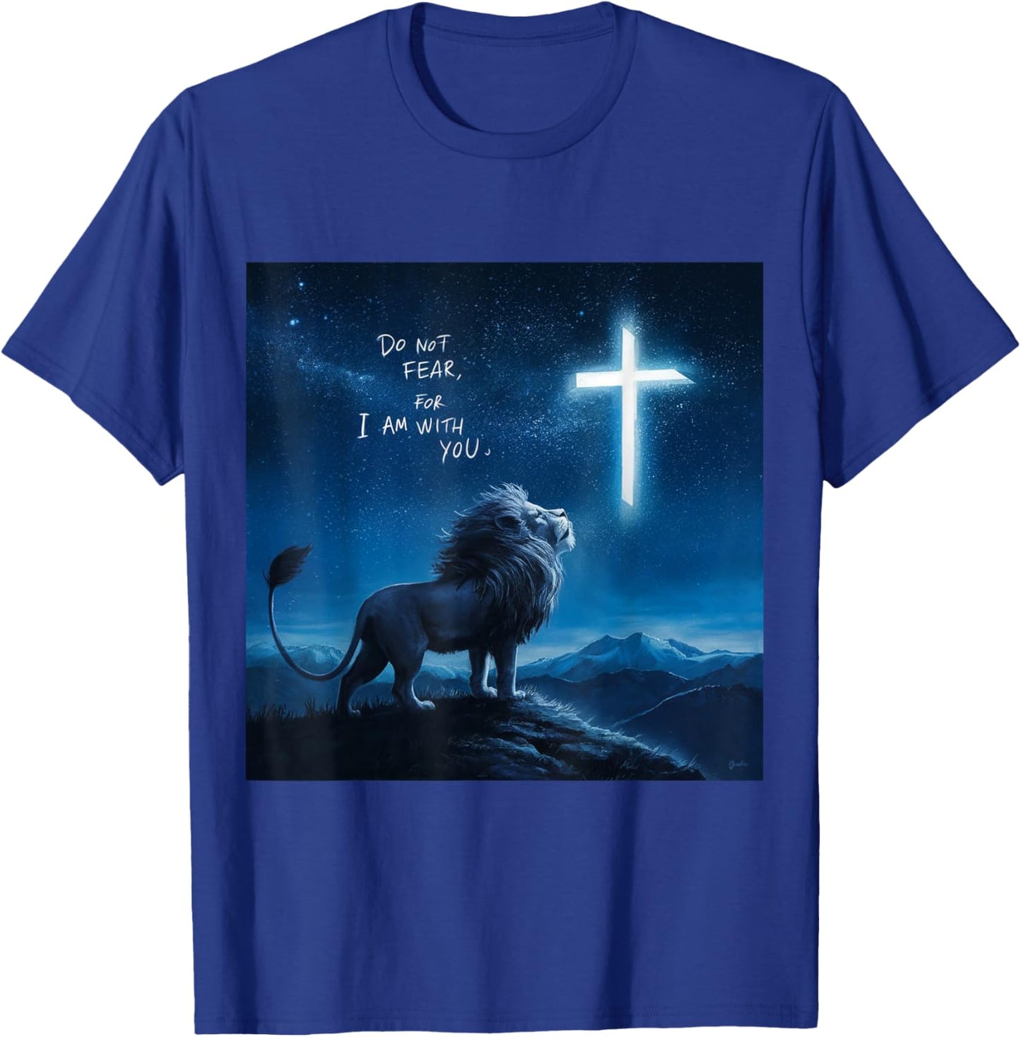 Christian Religious Bible Verse Sayings Lion Fear Scripture T-Shirt - T-Shirt | Royal