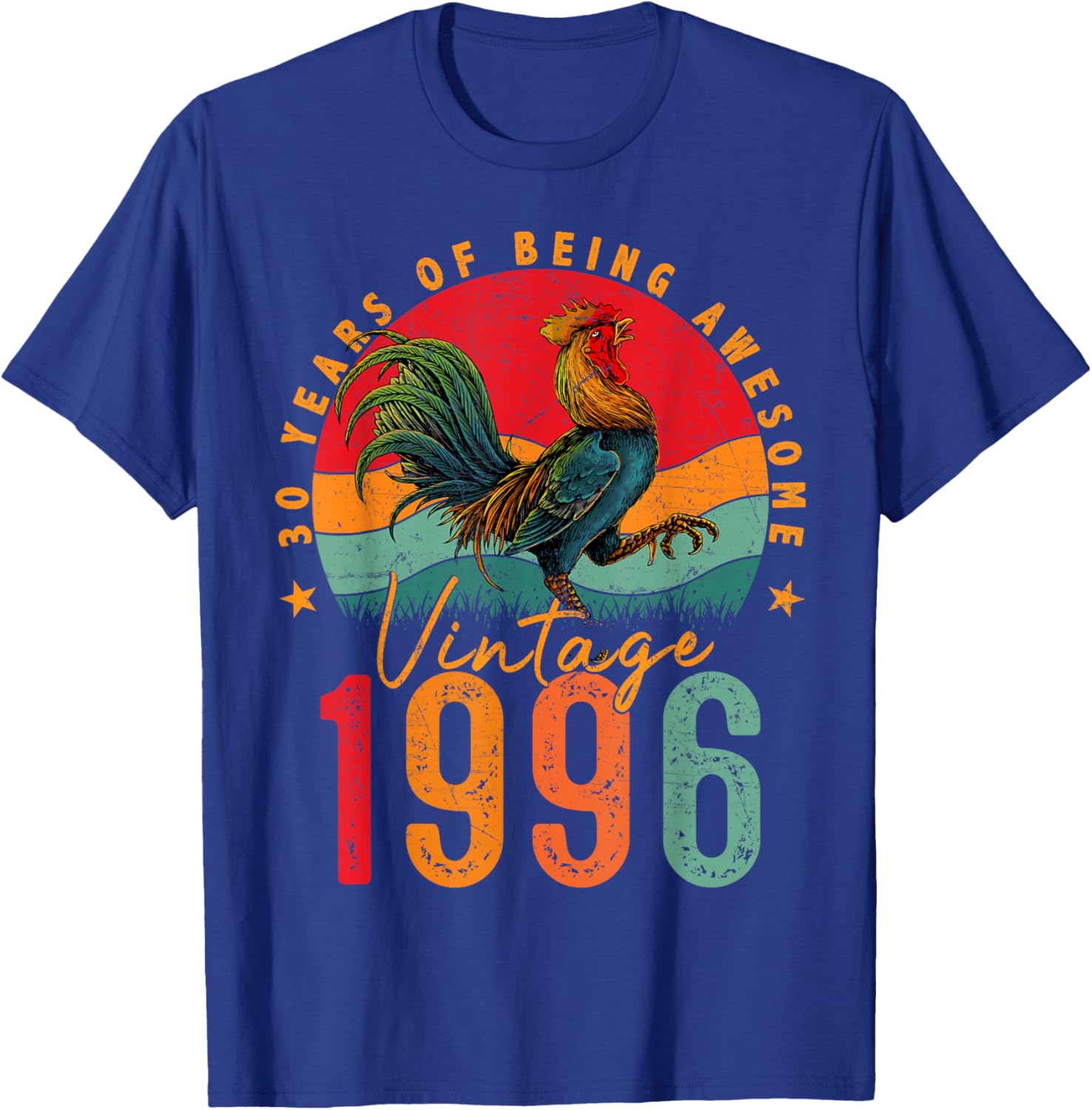30 Year Old Chicken Vintage 1996 Farmer 30th Birthday Party T-Shirt - T-Shirt | Royal