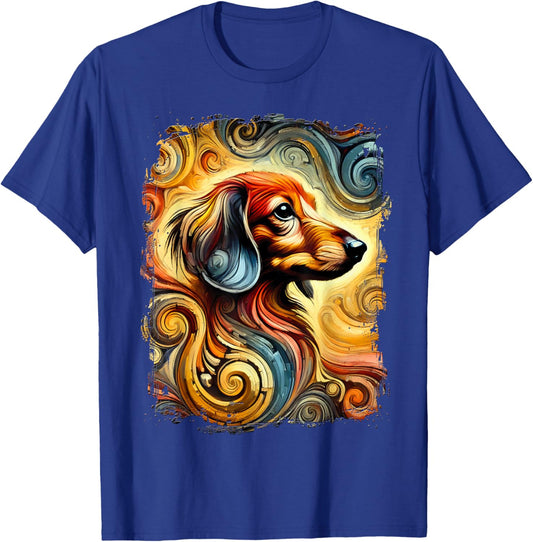 Cute Dachshund Colourful Artwork T-Shirt - T-Shirt | Royal