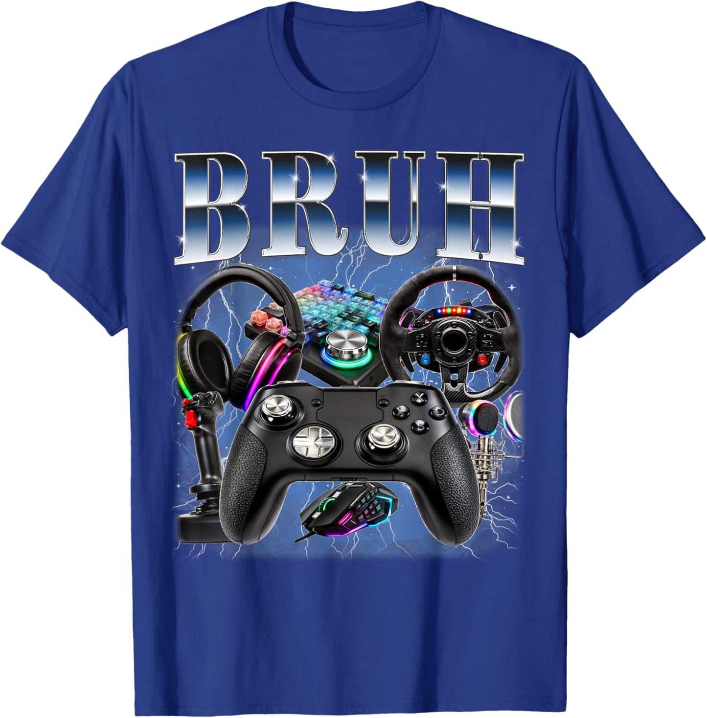Bruh Gamer Video Game Lover Retro 90s Style Gaming T-Shirt - T-Shirt | Royal