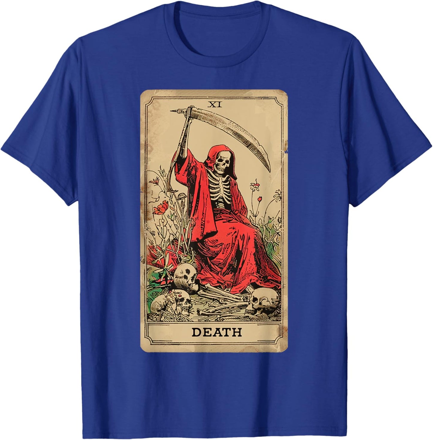 Vintage Tarot Card Death XIII Angel Skull Dead Reaper Grim T-Shirt - T-Shirt | Royal
