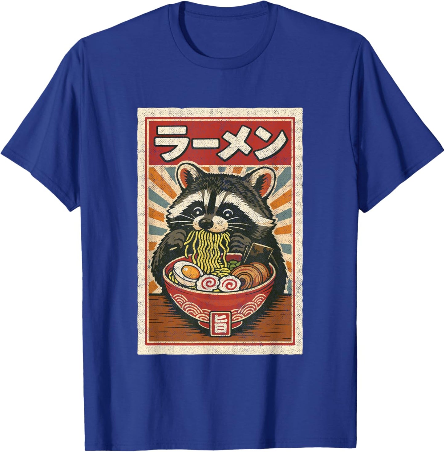 Japanese Noodles Kawaii Animal Anime Ramen Raccoon Graphic T-Shirt - T-Shirt | Royal