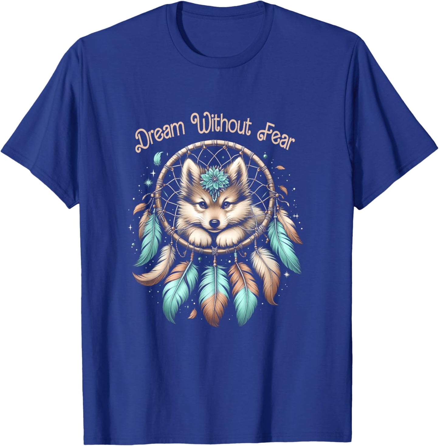 Vintage Western Dreamcatcher Wolf Dream WithoutFear Wolf T-Shirt - T-Shirt | Royal