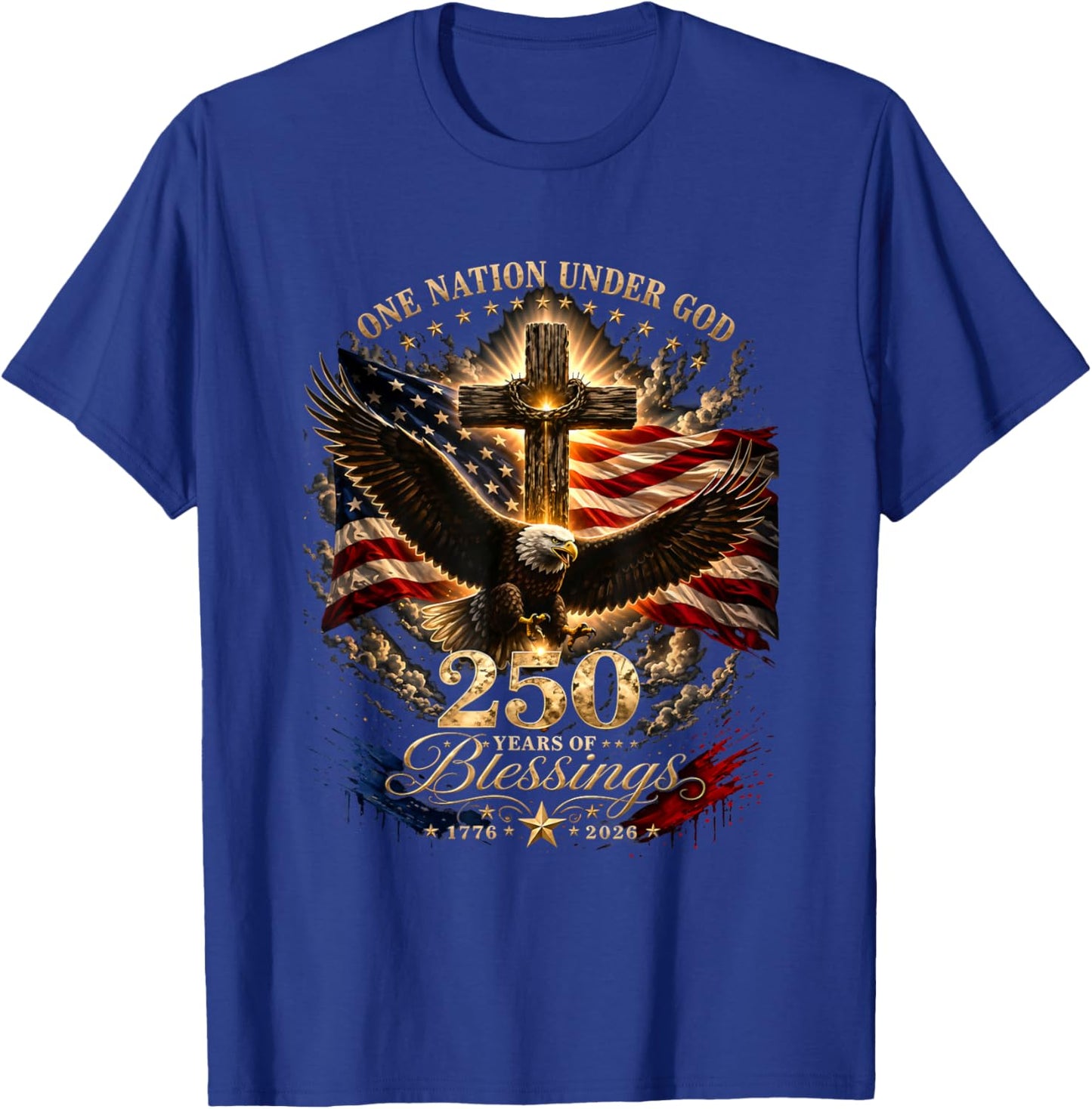 One Nation Under God 250 Years 250th Anniversary USA Men T-Shirt - T-Shirt | Royal